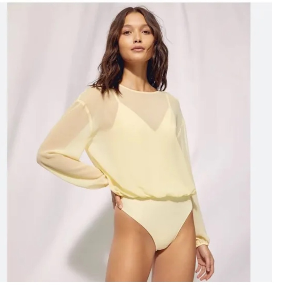 Aritzia Talmonte White Sheer Bodysuit Size XS